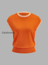 contrast-trim-cap-sleeve-knit-top