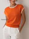 contrast-trim-cap-sleeve-knit-top