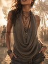 earth-tone-double-layer-mesh-knit-halter-top