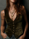 vintage-olive-green-velvet-vest